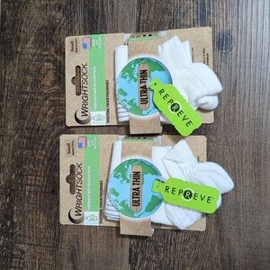 Wrightsock Single Layer Ultra Thin 2 pair Size Small in White